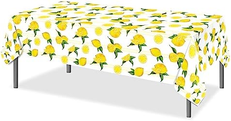 MOZUI 2 Pack Lemon Plastic Tablecloths 54x87 Inch
