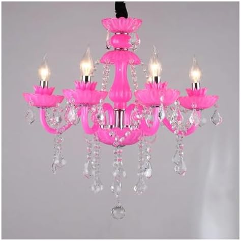 Pink Crystal Candle Chandelier for Princess Room Decor