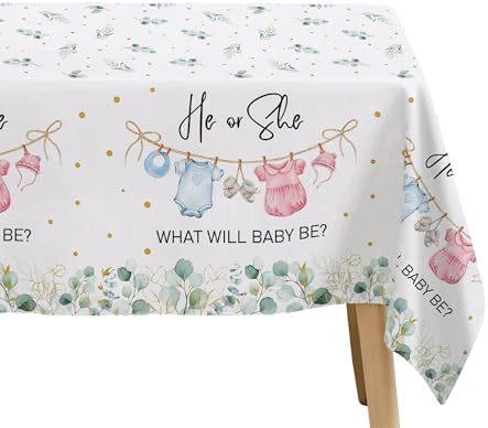 Gender Reveal Tablecloth Set 3 Pack Greenery Baby Clothes Theme