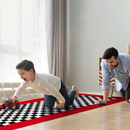 Tallew 2 Pcs Checkered Car Party Supplies Tablecloth Runner