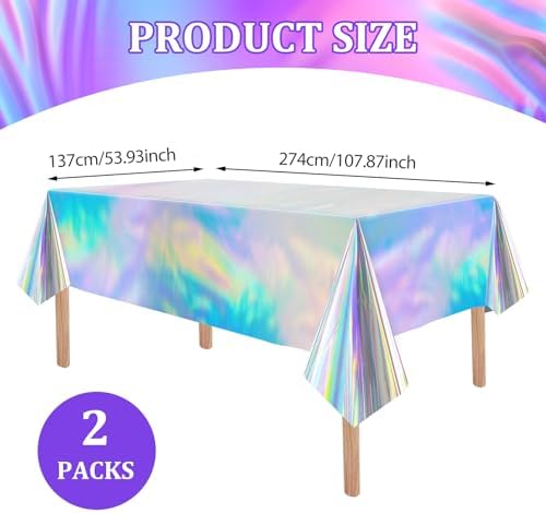 2 Pcs Iridescent Tablecloths 54x108 Party Covers