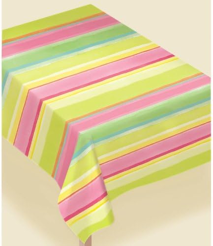 Amscan 1 Count Sunny Stripe Pink Paper Table Cover