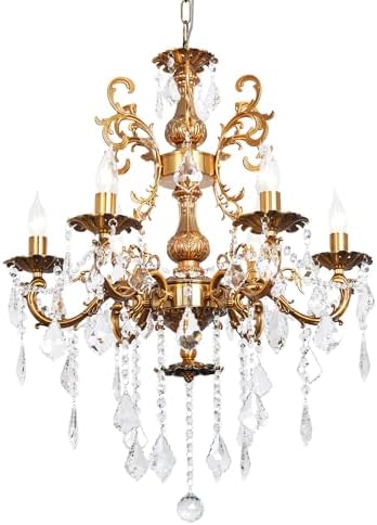 Crystal Chandelier Modern Antique Gold 6-Light