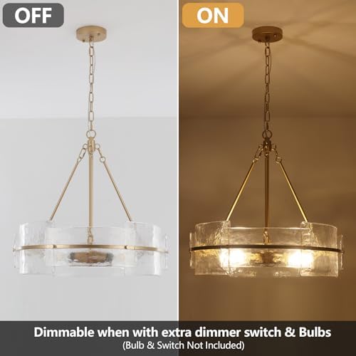 Modern Gold Glass Chandelier for Dining Room and Living Space