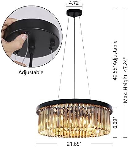 Wellmet 6 Light Crystal Chandelier for Dining Room