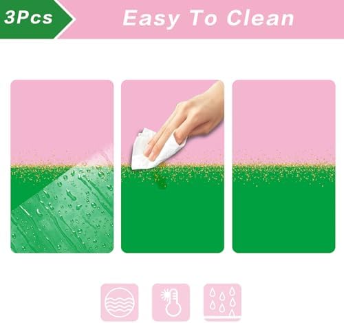 3 Pack Plastic Table Cloth 54x108 Durable Pink Green Table Covers