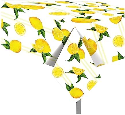 MOZUI 2 Pack Lemon Plastic Tablecloths 54x87 Inch