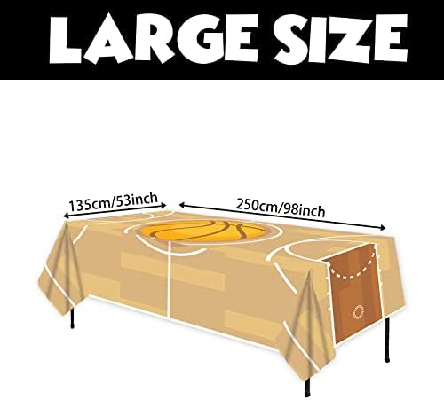Junliang Basketball Tablecloth 53x98 Inch Plastic Cover for Parties