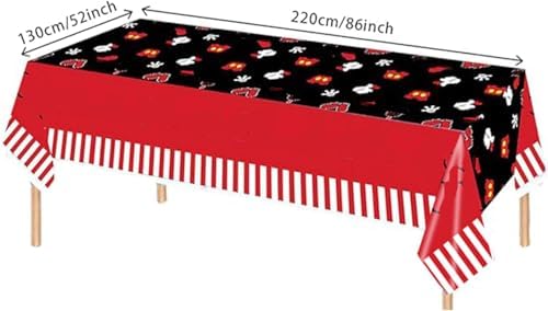 3pcs Cartoon Mouse Party Tablecloths Black Red 86x52in
