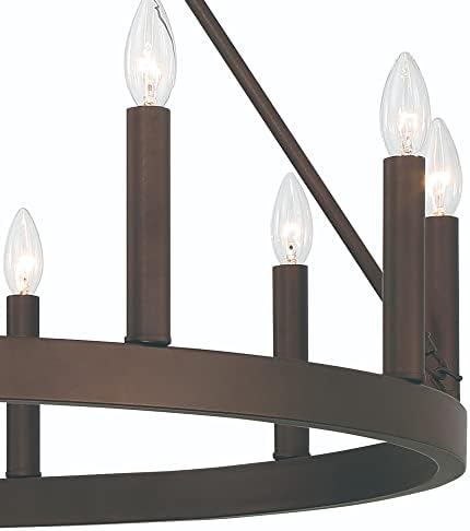 Vanity Art 12 Lights Wagon Wheel Chandelier Farmhouse Ceiling Light