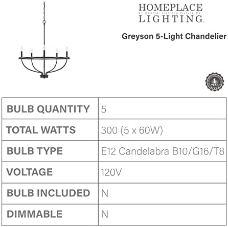 HomePlace Lighting Greyson Urban Industrial Chandelier 5 Light