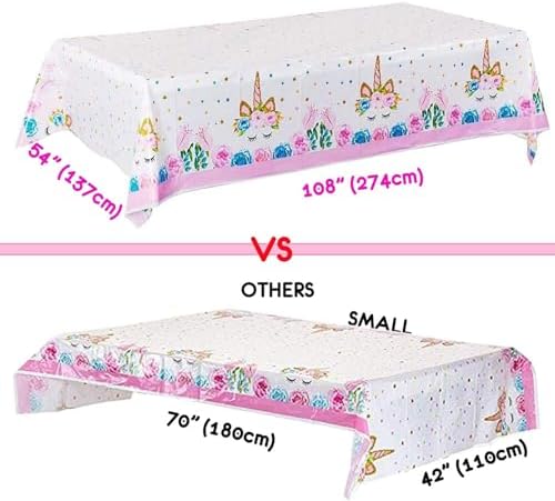 Extra-Large Unicorn Tablecloths 3 Pack for Birthday Party