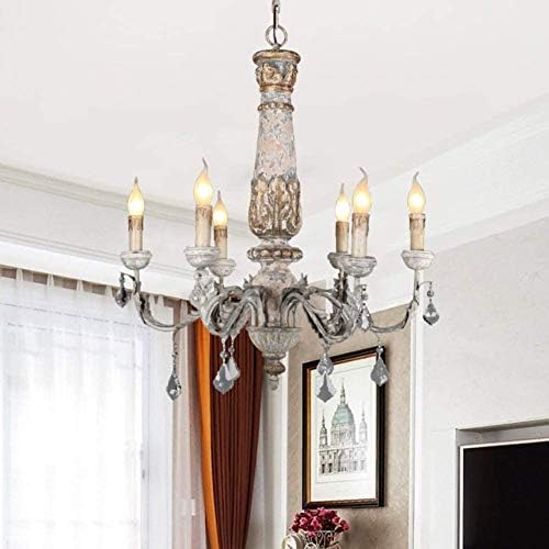 6 Light Curved Arm Antique Chandelier for Living Room