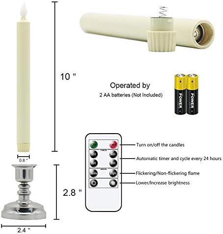 Eldnacele Flameless LED Taper Candles with Remote Timer Set of 6
