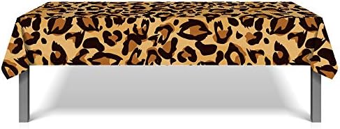 Leopard Print Tablecloth Set for Birthday Parties 54x87In