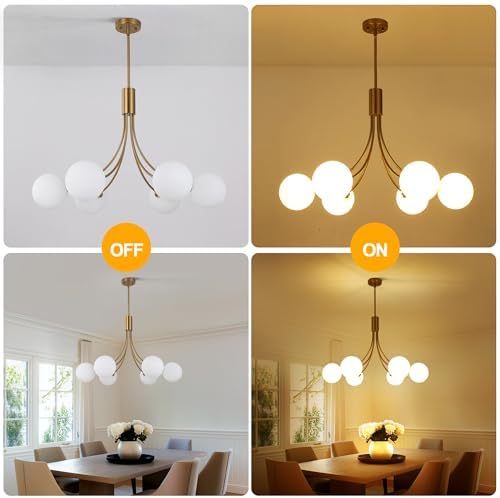 6 Light Gold Farmhouse Chandelier for Dining Room and Living Room