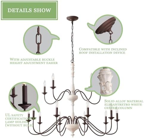 French Country 15 Light Chandelier for Dining Room and Living Room