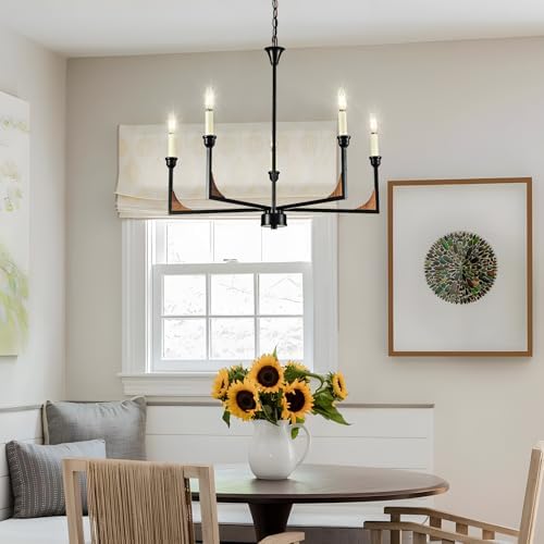 276 Inch Rustic Wood Chandelier 5 Light Farmhouse