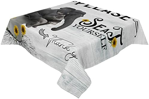 ZOE GARDEN Square Waterproof Tablecloth Grey Farmhouse