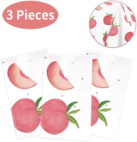 PHOGARY 3 Piece Peach Tablecloth Set for Birthday and Picnic Parties