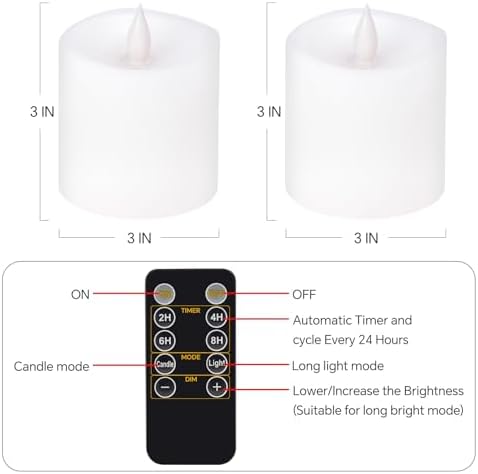 Realistic Flameless Candles with Remote Timer Set of 2
