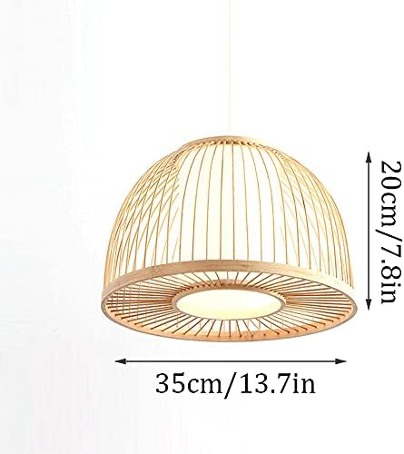 Semi-Circular Bamboo Rattan Chandelier Pendant Light 35cm Adjustable