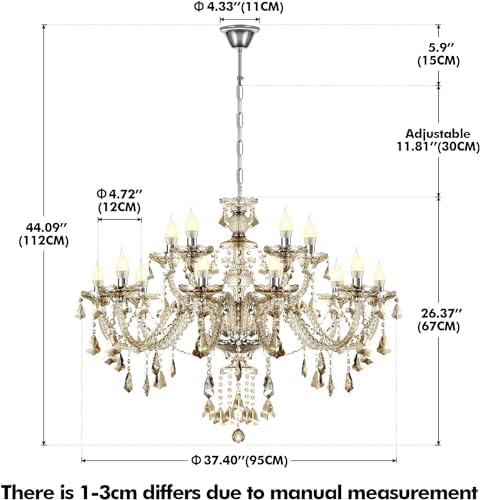 Ridgeyard 15 Light Crystal Chandelier Cognac
