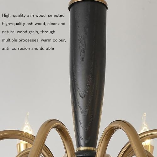 6 Light French Antique Style Chandelier with Iron and Wood Design