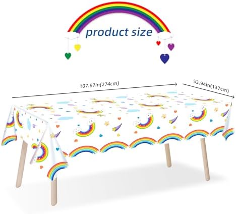 4 Piece Rainbow Cloud Tablecloth for Kids Birthday Party