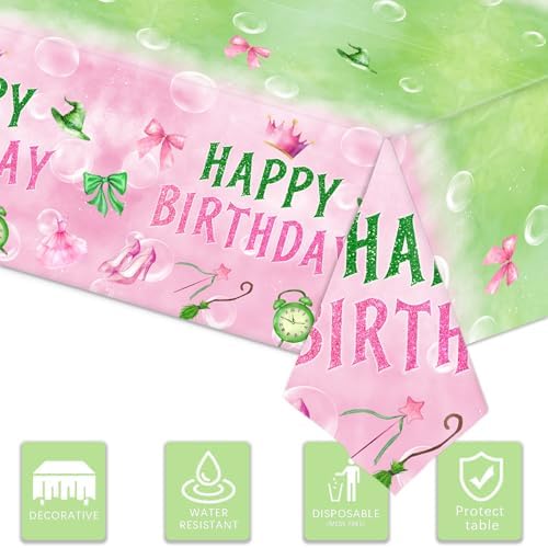 3pcs Pink and Green Bow Tablecloth Set for Parties and Events
