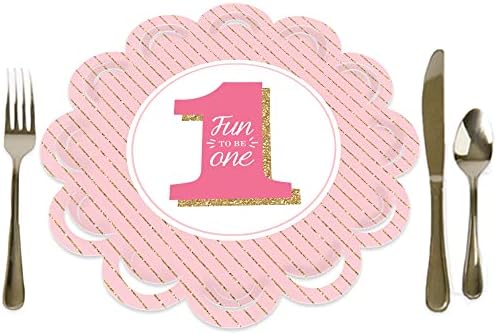 Big Dot of Happiness 1st Birthday Girl Paper Chargers Set of 12