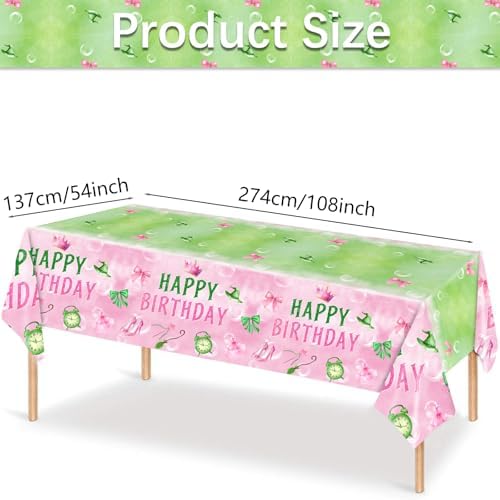 3pcs Pink and Green Bow Tablecloth Set for Parties and Events