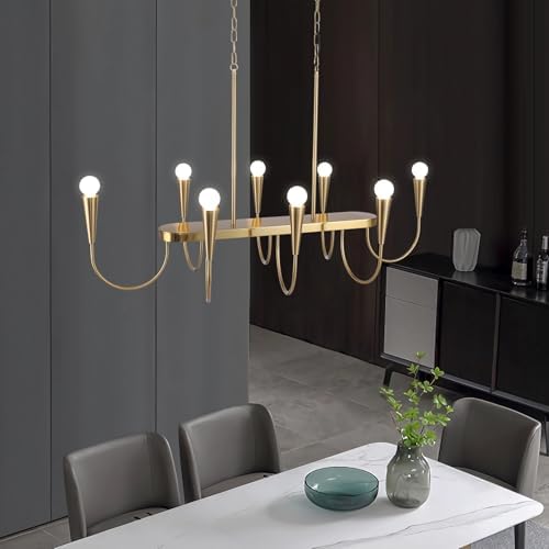 Modern Farmhouse 8-Light Gold Chandelier for Dining Room