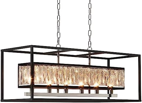 Vezzio 6-Light Black Rectangle Chandelier for Dining Room and Kitchen Island