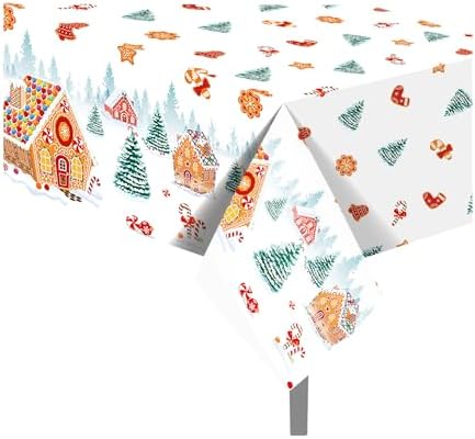 Lide Road 2 Pcs Gingerbread House Tablecloths