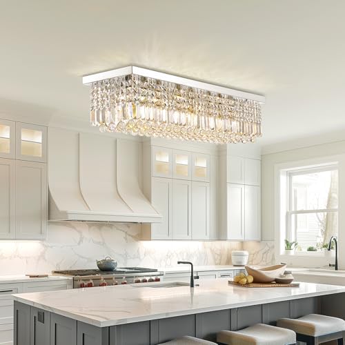 Siljoy Modern Crystal Chandelier 8-Light Flush Mount