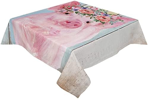 ZOE GARDEN Square Waterproof Tablecloth with Farmhouse Animal Print 1
