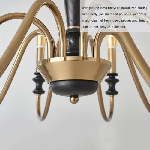6 Light French Antique Style Chandelier with Iron and Wood Design