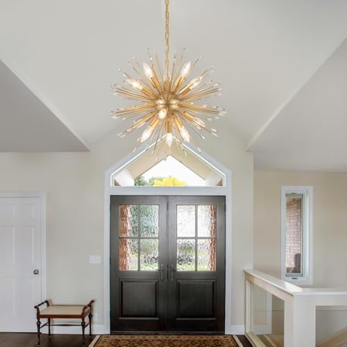 Modern Sputnik Chandelier Gold Firework 12-Light Design