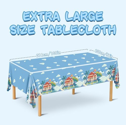 3 Pack Blue Birthday Tablecloths 54x108 Inches for Kids and Dogs