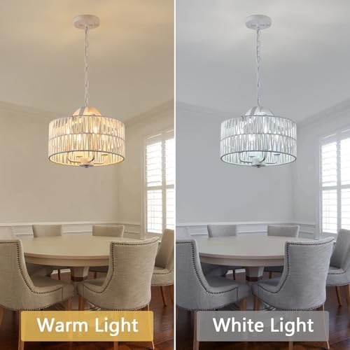Rattan Chandelier Dining Room 4 Light Pendant Light Fixture