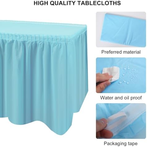 5 Pack Plastic Table Skirts and Cloths for Rectangle Tables Pink