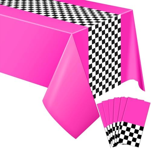 Irenare Racing Car Party Table Covers 54x108 Inch 6 Sheets Rose Red