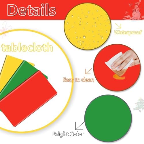 3 Pcs Christmas Tablecloths - Red Green Yellow