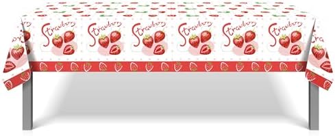 Strawberries Themed 2 Pcs Tablecloth 54x87In