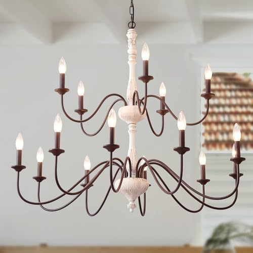 French Country 15 Light Chandelier for Dining Room and Living Room
