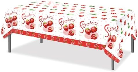 Strawberries Themed 2 Pcs Tablecloth 54x87In