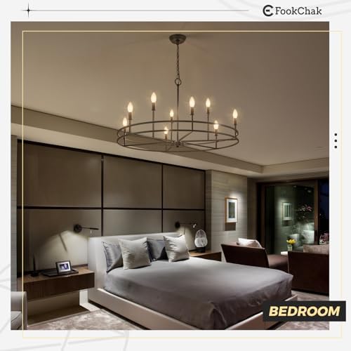 Modern Round Black Chandelier 9 Light Fixture