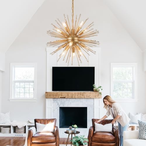 Modern Sputnik Chandelier Gold Firework 12-Light Design