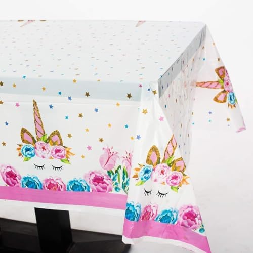 Extra-Large Unicorn Tablecloths 3 Pack for Birthday Party
